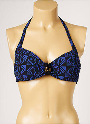 Haut de maillot de bain stretch haut soutien-gorge push-up bleu LIVIA femme