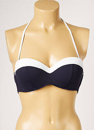 Haut de maillot de bain stretch haut soutien-gorge balconnet bleu LIVIA femme