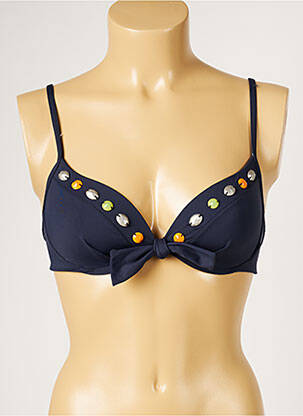 Haut de maillot de bain stretch haut soutien-gorge moulé bleu LIVIA femme