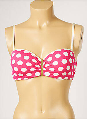 Haut de maillot de bain stretch haut soutien-gorge balconnet rose LIVIA femme