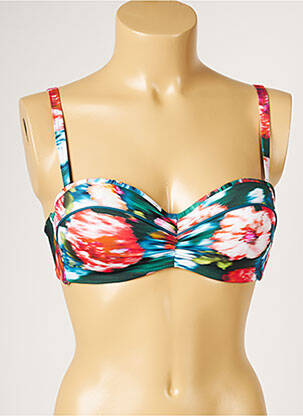 Haut de maillot de bain stretch haut soutien-gorge balconnet vert LIVIA femme