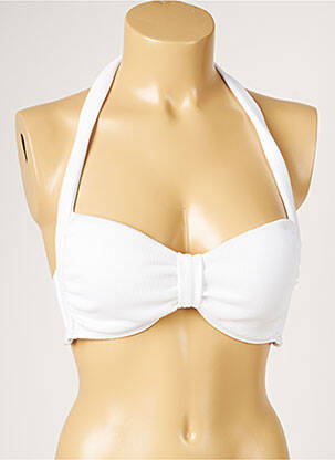 Haut de maillot de bain stretch haut soutien-gorge moulé blanc LIVIA femme