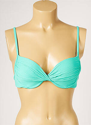 Haut de maillot de bain stretch haut soutien-gorge moulé vert LIVIA femme