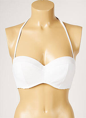 Haut de maillot de bain stretch haut soutien-gorge balconnet blanc LIVIA femme