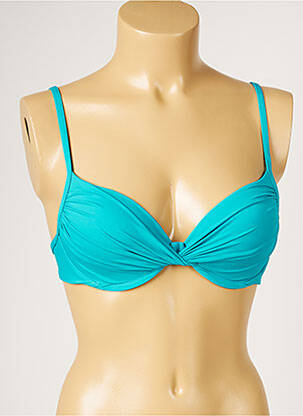 Haut de maillot de bain stretch haut soutien-gorge moulé bleu LIVIA femme