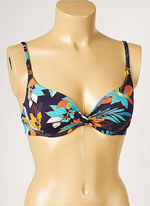 Haut de maillot de bain stretch haut soutien-gorge moulé bleu LIVIA femme