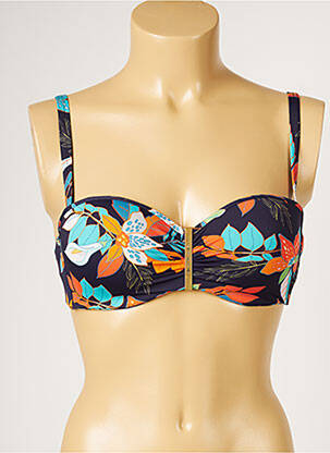 Haut de maillot de bain stretch haut soutien-gorge balconnet bleu LIVIA femme