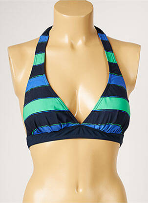 Haut de maillot de bain stretch haut soutien-gorge moulé bleu LIVIA femme