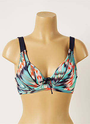 Haut de maillot de bain stretch haut soutien-gorge emboitant bleu LIVIA femme
