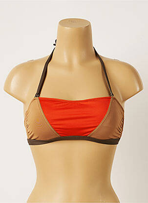 Haut de maillot de bain stretch haut soutien-gorge balconnet marron LIVIA femme