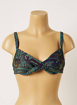 Haut de maillot de bain stretch haut soutien-gorge emboitant vert LIVIA femme