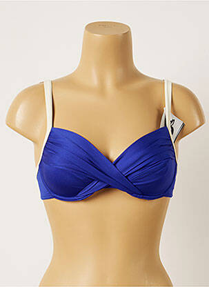 Haut de maillot de bain stretch haut soutien-gorge emboitant bleu LIVIA femme