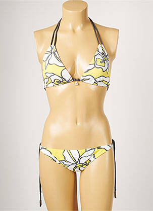 Maillot de bain 2 pièces stretch haut triangles jaune BANANA MOON femme