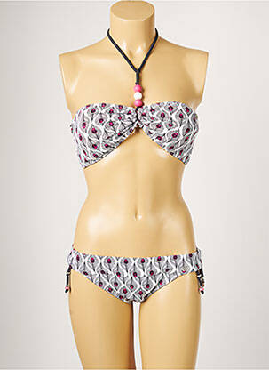 Maillot de bain 2 pièces stretch haut soutien-gorge moulé blanc BANANA MOON femme
