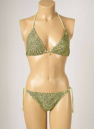 Maillot de bain 2 pièces stretch haut triangles vert BANANA MOON femme