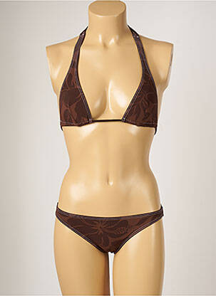Maillot de bain 2 pièces stretch haut triangles marron BANANA MOON femme