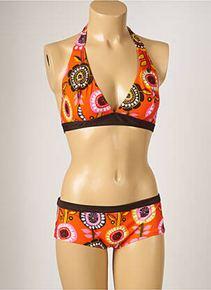 Maillot de bain 2 pièces stretch haut triangles orange BANANA MOON femme