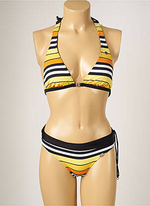 Maillot de bain 2 pièces stretch haut triangles jaune BANANA MOON femme