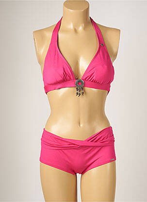 Maillot de bain 2 pièces stretch haut soutien-gorge moulé rose BANANA MOON femme