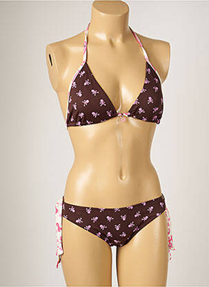 Maillot de bain 2 pièces stretch haut triangles marron BANANA MOON femme