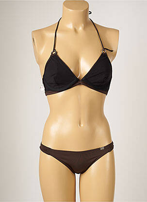 Maillot de bain 2 pièces stretch haut triangles marron BANANA MOON femme