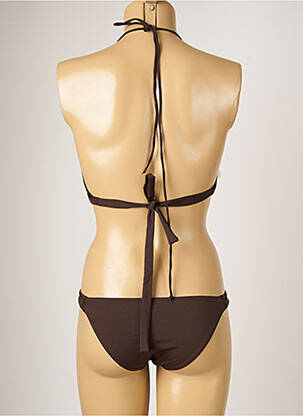 Maillot de bain 2 pièces stretch haut triangles marron BANANA MOON femme