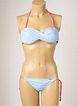 Maillot de bain 2 pièces stretch haut bandeau bleu BANANA MOON femme