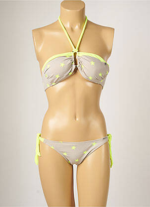 Maillot de bain 2 pièces stretch haut soutien-gorge moulé gris BANANA MOON femme