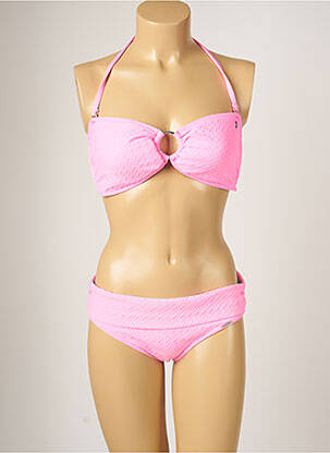 Maillot de bain 2 pièces stretch haut soutien-gorge moulé rose BANANA MOON femme