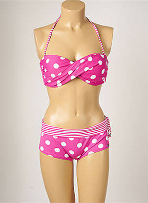 Maillot de bain 2 pièces stretch haut soutien-gorge moulé rose BANANA MOON femme