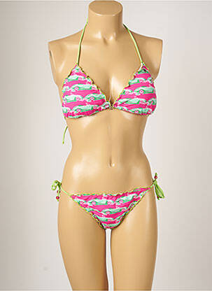 Maillot de bain 2 pièces stretch haut soutien-gorge moulé rose BANANA MOON femme