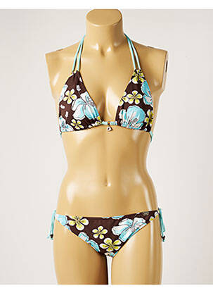 Maillot de bain 2 pièces stretch haut triangles marron BANANA MOON femme