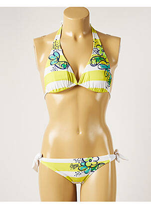 Maillot de bain 2 pièces stretch haut triangles vert BANANA MOON femme