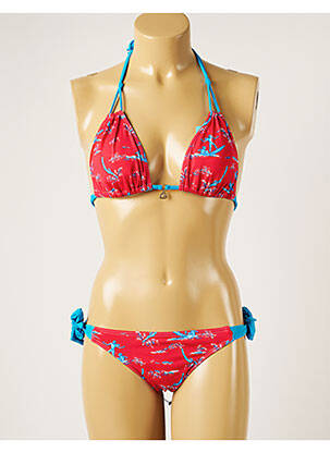 Maillot de bain 2 pièces stretch haut soutien-gorge avec mousse de rembourrage amovible rouge BANANA MOON femme
