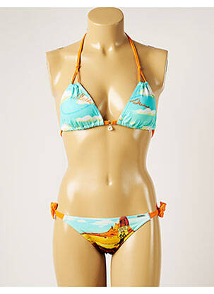 Maillot de bain 2 pièces stretch haut soutien-gorge avec mousse de rembourrage amovible orange BANANA MOON femme