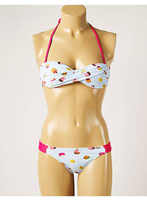 Maillot de bain 2 pièces stretch haut soutien-gorge moulé bleu BANANA MOON femme
