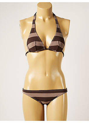Maillot de bain 2 pièces stretch haut triangles marron BANANA MOON femme