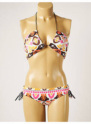Maillot de bain 2 pièces stretch haut soutien-gorge avec mousse de rembourrage amovible marron BANANA MOON femme