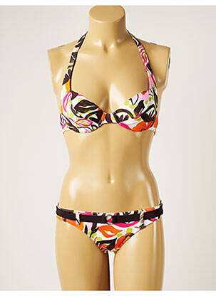Maillot de bain 2 pièces stretch haut soutien-gorge emboitant marron BANANA MOON femme