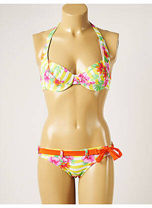 Maillot de bain 2 pièces stretch haut soutien-gorge emboitant orange BANANA MOON femme
