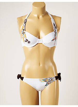 Maillot de bain 2 pièces stretch haut soutien-gorge emboitant blanc BANANA MOON femme