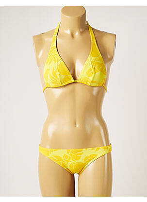 Maillot de bain 2 pièces stretch haut triangles jaune BANANA MOON femme