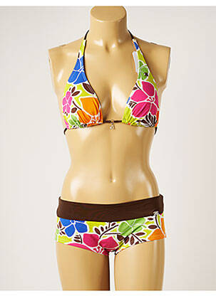 Maillot de bain 2 pièces stretch haut soutien-gorge avec mousse de rembourrage amovible marron BANANA MOON femme