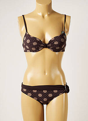 Maillot de bain 2 pièces stretch haut soutien-gorge moulé marron BANANA MOON femme