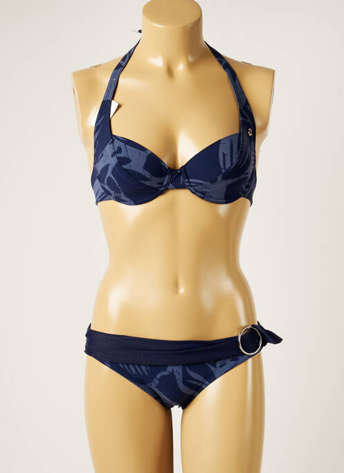 Maillot de bain 2 pièces stretch haut soutien-gorge emboitant bleu BANANA MOON femme