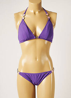Maillot de bain 2 pièces stretch haut triangles violet BANANA MOON femme