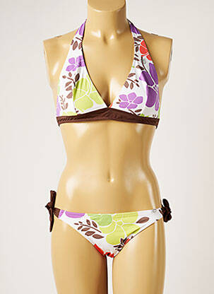Maillot de bain 2 pièces stretch haut triangles blanc BANANA MOON femme