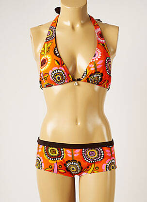 Maillot de bain 2 pièces stretch haut triangles orange BANANA MOON femme