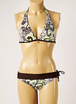 Maillot de bain 2 pièces stretch haut triangles vert BANANA MOON femme