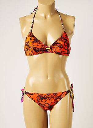 Maillot de bain 2 pièces stretch haut soutien-gorge avec mousse de rembourrage amovible orange BANANA MOON femme